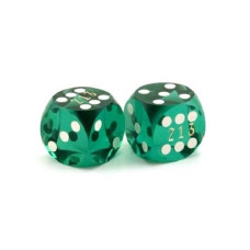 Backgammon Precision Dice Numbered in Green 14 mm