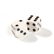 Backgammon precision dice 16 mm in White Opaque